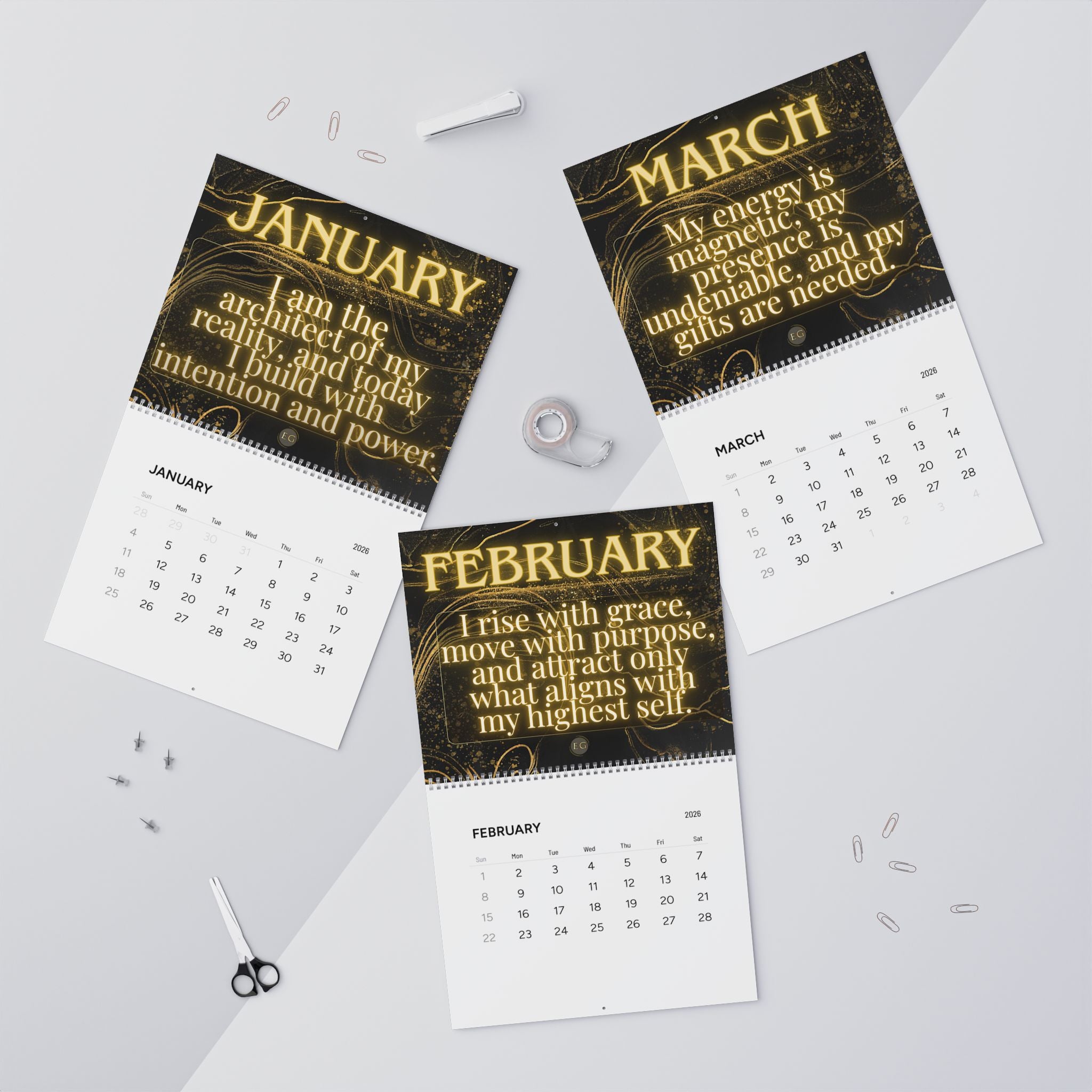 Affirmation Wall Calendar 2026 — Monthly Inspirational Quotes