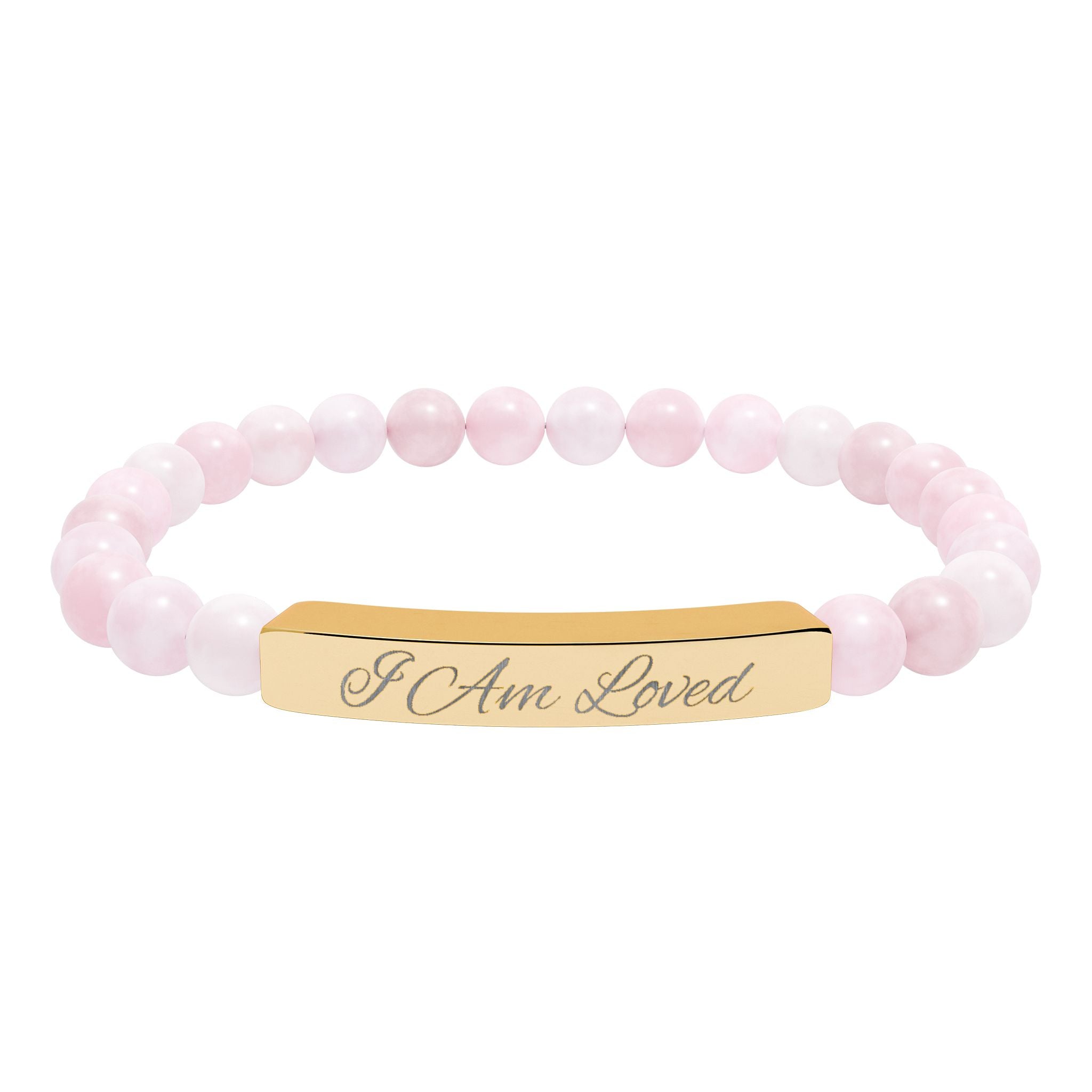 I AM LOVED Rose Quartz Affirmation Bracelet